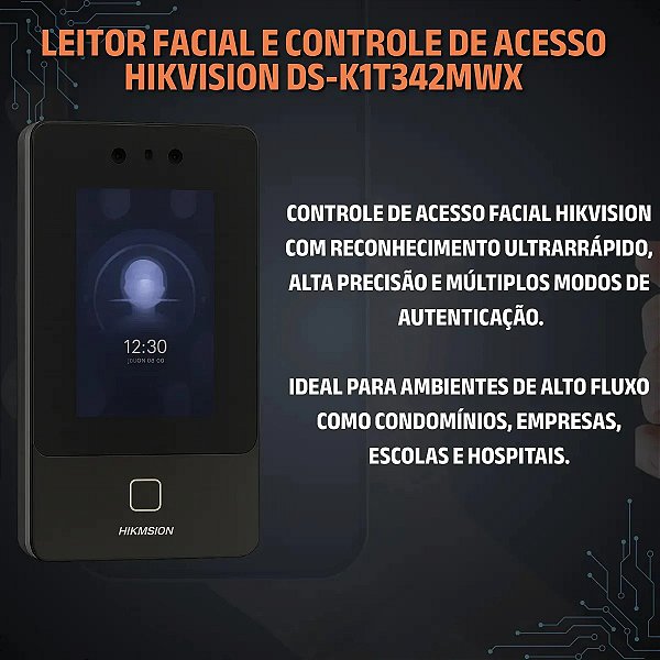 Controle Acesso Facial 1.500 Faces Ds-k1t342mwx Hik