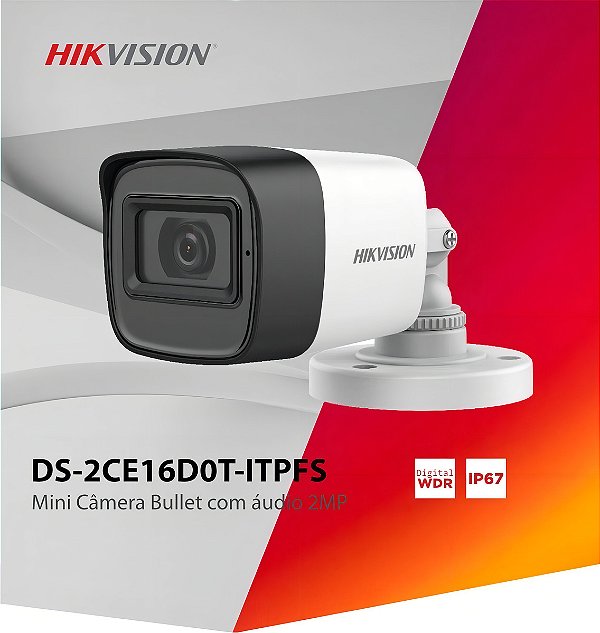 Camera Com Audio Full Hd Ds-2ce16d0t-itpfs 2mp 2.8mm Cor