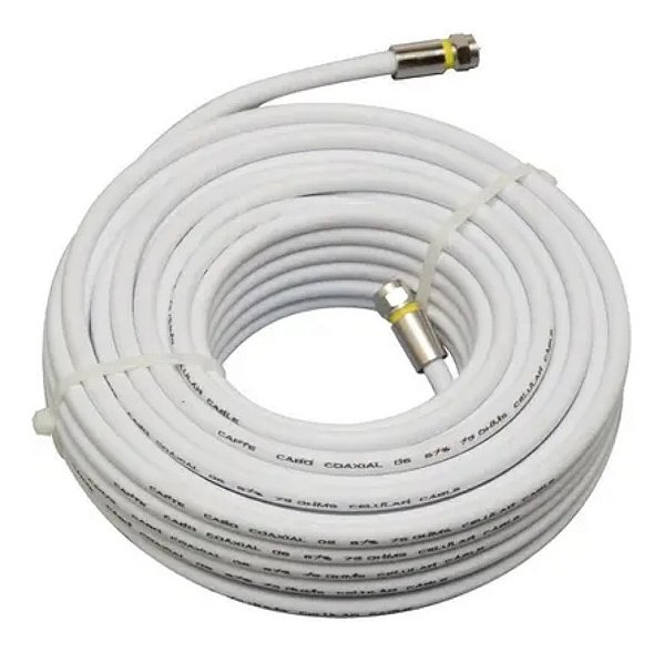 Cabo Coaxial 15m Rg59 Megacabos Com Conectores Rg6 Para Tv