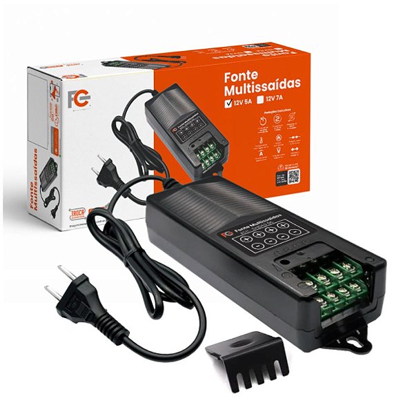 Fonte 12v 5a Ajustável Bivolt 4 Saídas Cftv E Alarme - Fc
