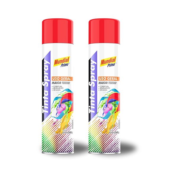 KIT 2 TINTA SPRAY 400ML VERMELHO MUNDIAL PRIME