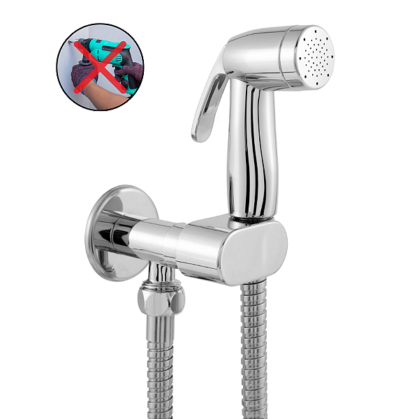 Ducha Higiênica Para Banheiro Acoplada Luxo Adaptador Bide - DuchaHigCromadaAcoplada
