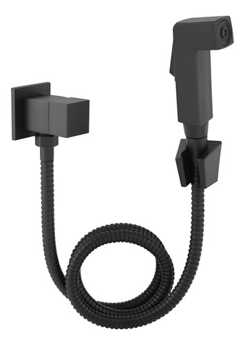 Ducha Higiênica Luxo Metal Preto Fosco Quadrada Mangueira 1.2m