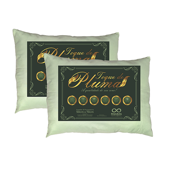 kit 2 Travesseiro fibra ecologica antialergico com toque de plumas