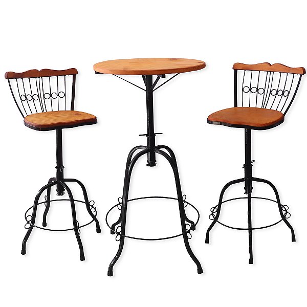 Mesa Bistrô tampo 50 Cm C/ 2 banquetas reguláveis