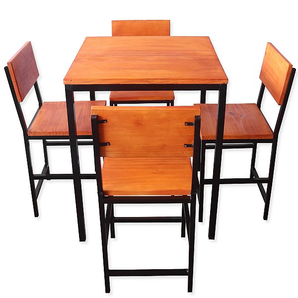 Mesa Industrial 70x70 Com 4 Cadeiras Reforçadas Luxo