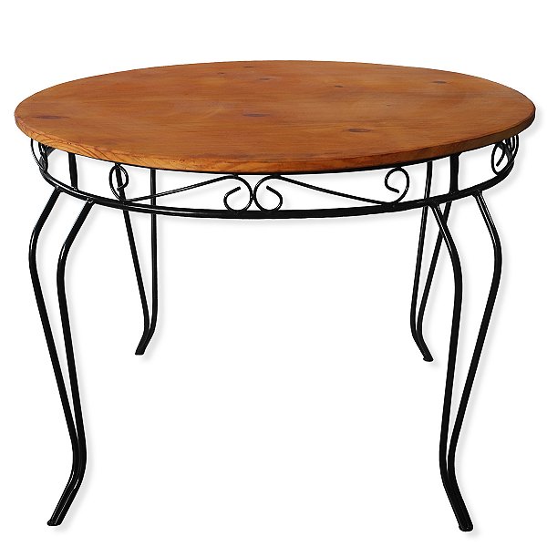 Mesa Redonda Fixa Tampo 100 cm Ferro Madeira
