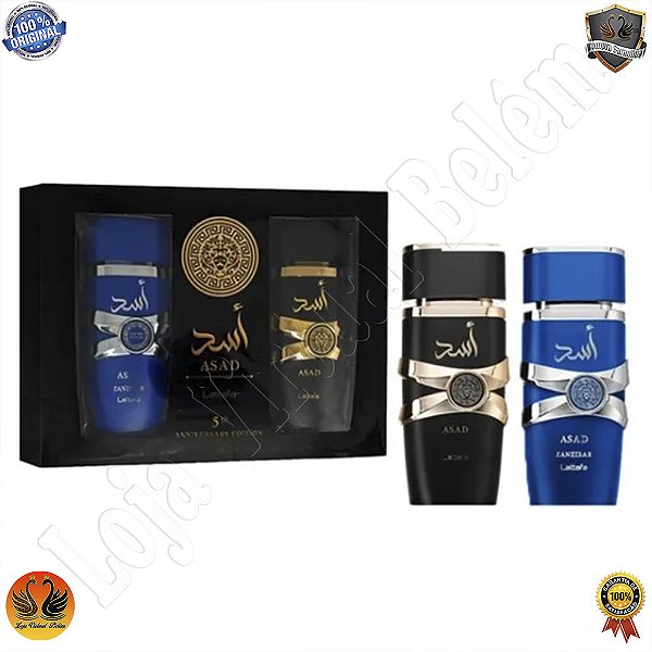 Kit Perfume Masculino Lattafa Asad + Asad Zanzibar 100ml