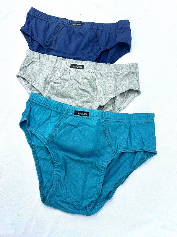 Kit c/3 Cuecas Slip Adulto de Algodão sem Cós