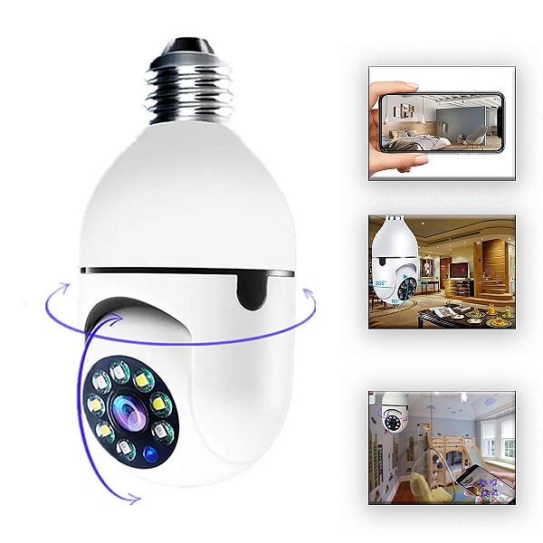 Câmera De Segurança Lampada Wifi 360º Sem Fio Visão Noturna - Lojas Dual -  Seu shopping online sem sair de casa