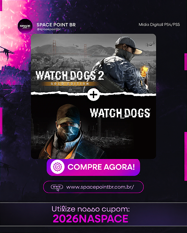 Watch Dogs 1+2 PS4/PS5 Mídia Digital