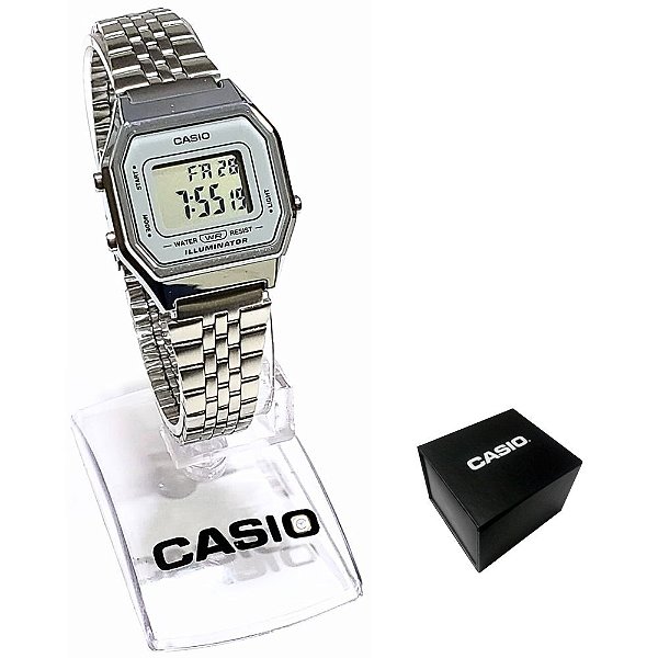 Relógio Casio Feminino Digital Vintage Prateado LA680WA-7DF