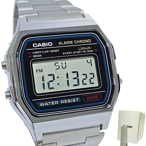 Relógio Casio Digital Unissex Vintage Prateado A158WA-1DF