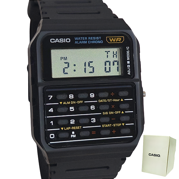 Relógio Casio Digital Calculadora 2 em 1 Preto CA-53W-1Z