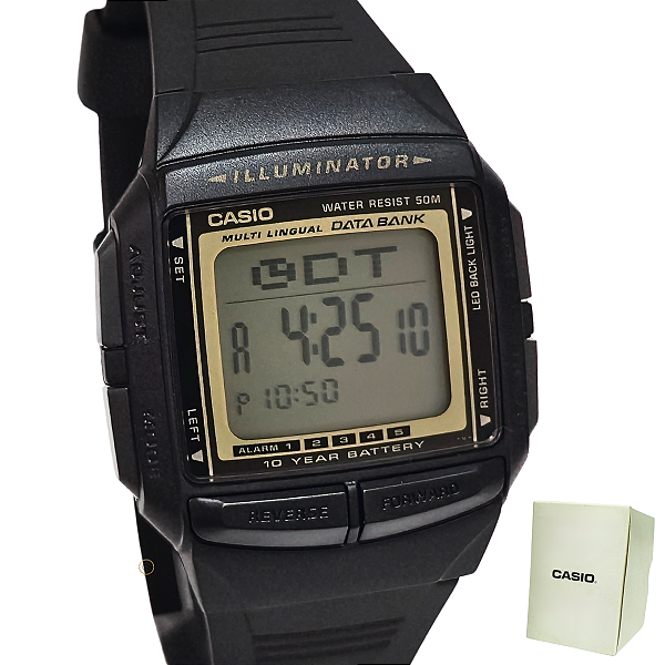 Relógio Casio Digital Vintage Data Bank Masculino DB-36-9AVDF