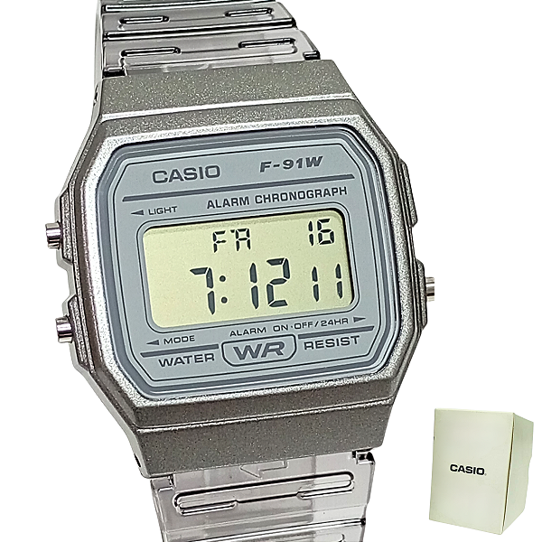 Relógio Casio Unissex Transparente Fumê F-91WS-8DF