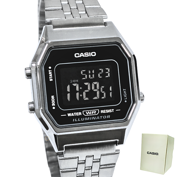 Relógio Casio Digital Vintage Feminino Prateado LA680WA-1BDF