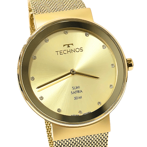 Relógio Technos Feminino Analógico Elegance Slim Saphire 1L22WM/1X