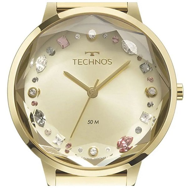 Relógio Technos Feminino Analógico Crystal Dourado 2036MMJ/1X