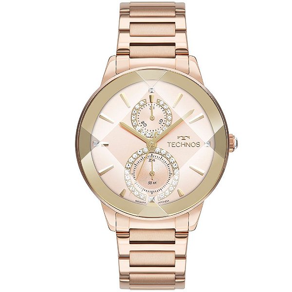 Relógio Technos Feminino Crystal Rosé 6P73AE/1T