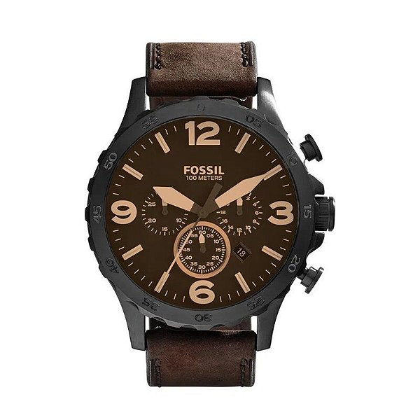 Relógio Fossil Masculino em Couro Nate JR1487/0MN