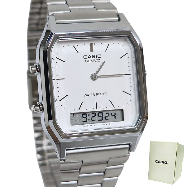 Relógio Casio Anadigi Clássico Unissex Prateado AQ-230A-7DMQ
