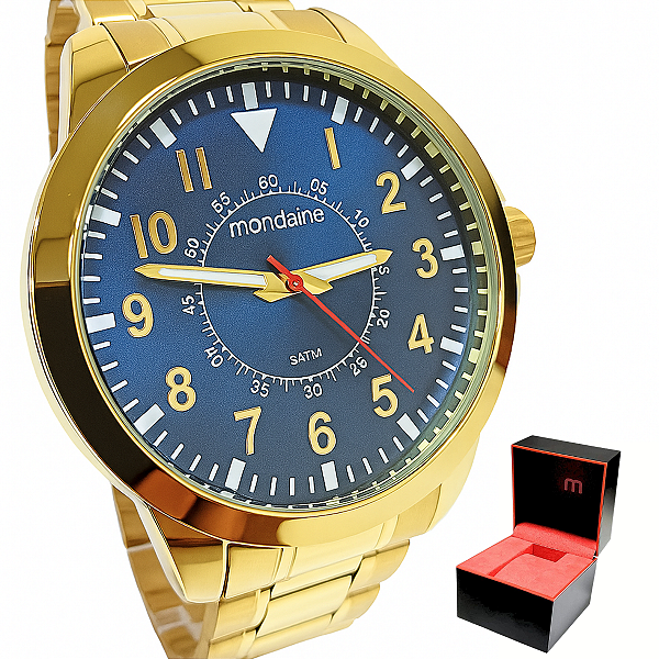 Relógio Mondaine Masculino Analógico Dourado 99138GPMVDE2