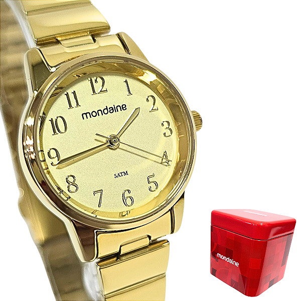 Relógio Mondaine Feminino Analógico Dourado 32693LPMVDE1