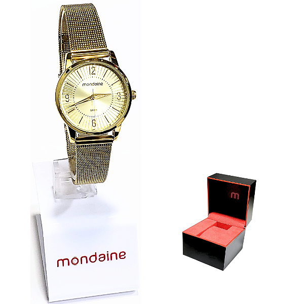 Relógio Mondaine Feminino Analógico Malha de Aço Dourado 32494LPMVDE1