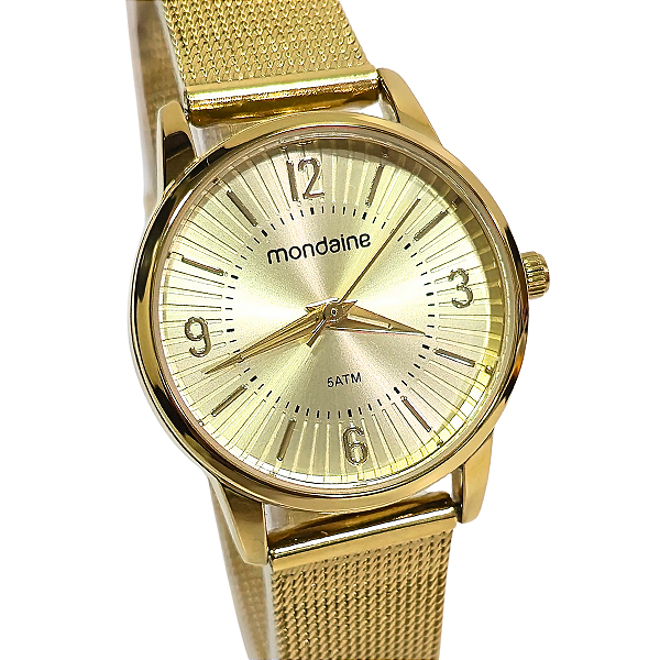 Relógio Mondaine Feminino Analógico Malha de Aço Dourado 32494LPMVDE1
