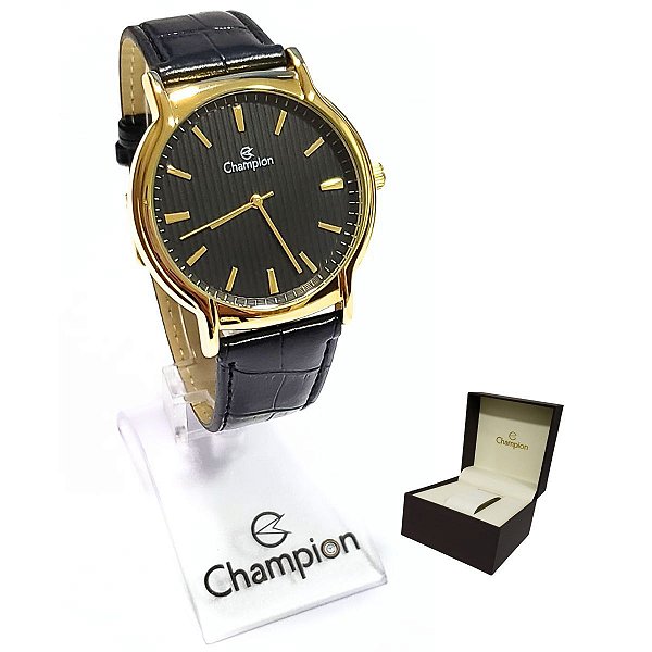 Relógio Champion Masculino Couro Analógico Dourado CH22831P