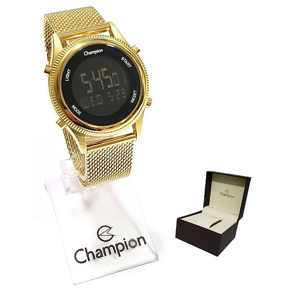 Relógio Champion Feminino Digital Dourado CH48082H