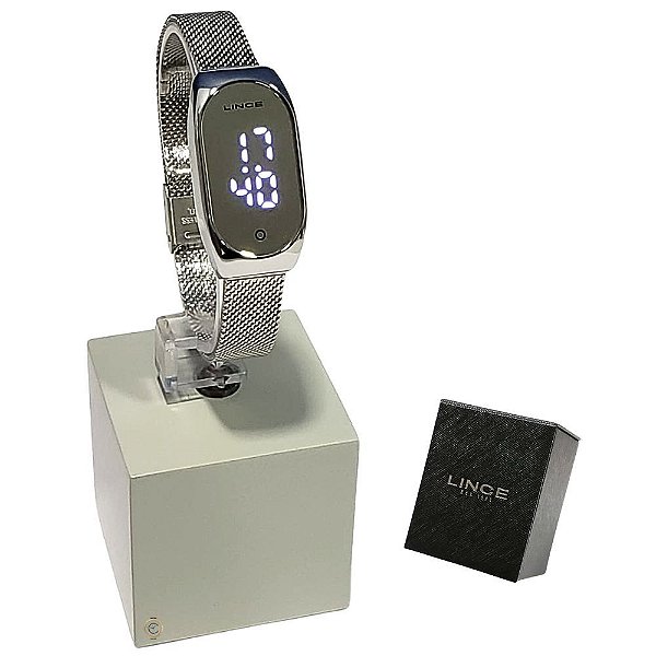 Relógio Lince Feminino Digital Led Prateado DM4706L SXSX