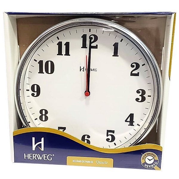 Relógio de Parede Herweg Quartz Cromado 6125