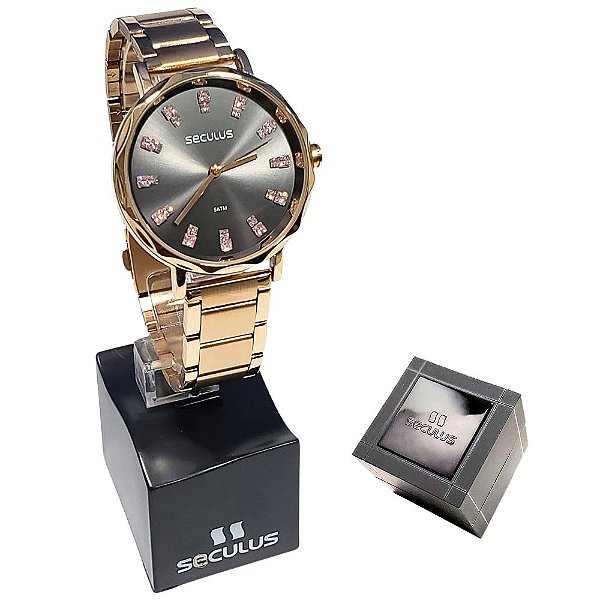 Relógio Seculus Feminino Analógico Cristais Rosé 77169LPSVRS3