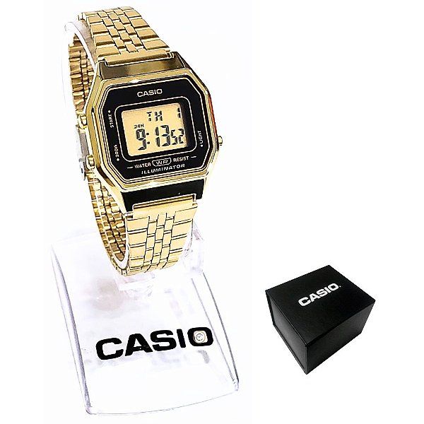 Relógio Casio Feminino Digital Vintage Dourado LA680WGA-1DF
