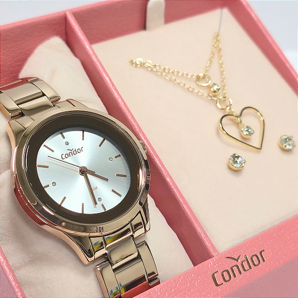 Relógio Condor Conjunto Feminino Analógico Rosê COPC21JHG/K4J