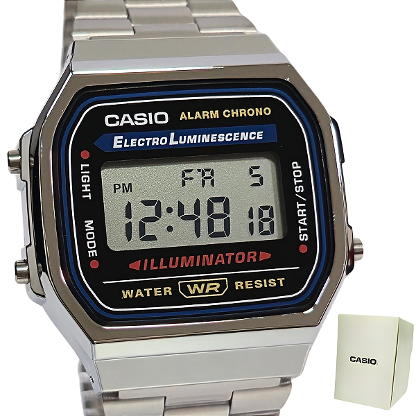 Relógio Casio Digital Unissex Vintage Prateado A168WA-1WDF