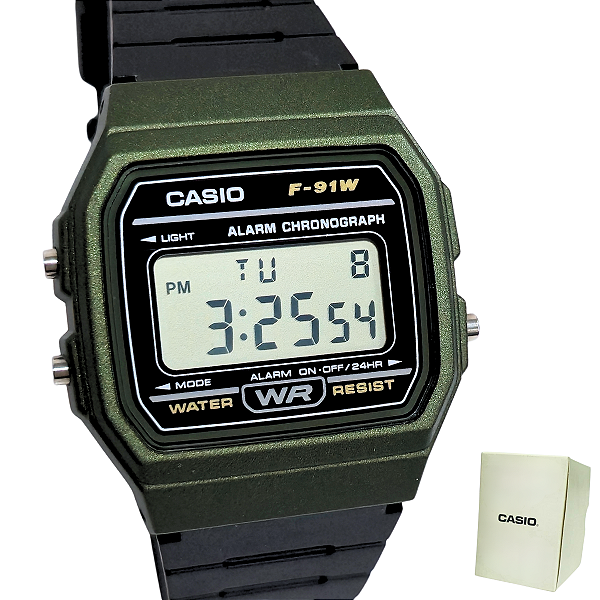 Relógio Casio Digital Vintage Unissex F-91WM-3ADF
