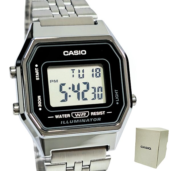 Relógio Casio Digital Vintage Fashion Prateado LA680WA-1DF