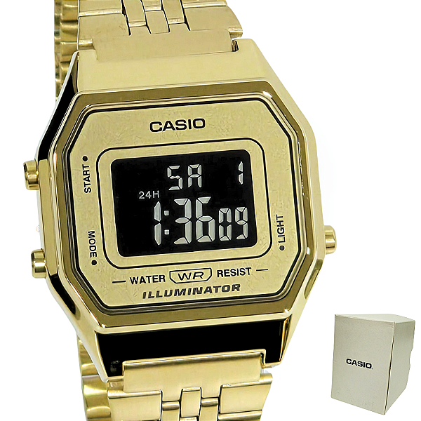 Relógio Casio Digital Feminino Dourado LA680WGA-9BDF