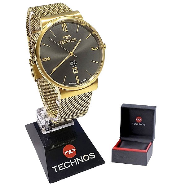Relógio Technos Masculino Analógico Slim Dourado GM12AA/1P