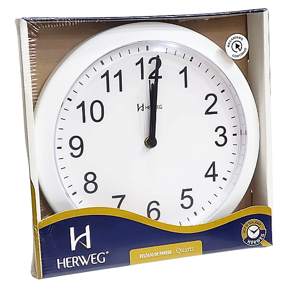 Relógio de Parede Herweg Quartz Analógico Redondo Branco 660043 - 021