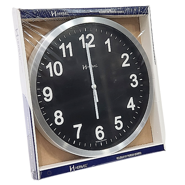 Relógio de Parede Herweg Quartz Alumínio/Fundo Preto 6731 - 079