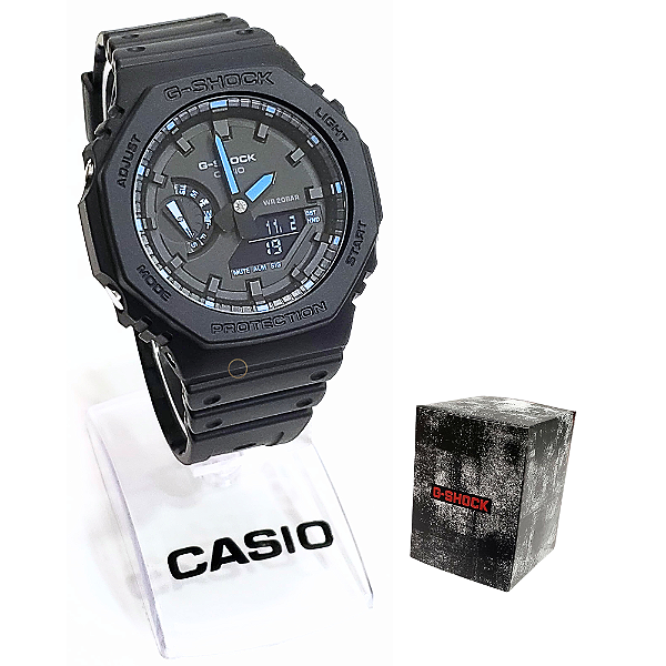 Relógio Casio Masculino Anadigi G Shock Preto Neon GA-2100-1A2DR