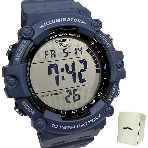 Relógio Casio Digital Standard Masculino Azul AE-1500WH-2AVDF