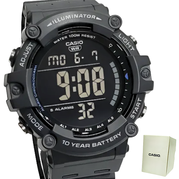 Relógio Casio Digital Standard Masculino Cinza AE-1500WH-8BVDF