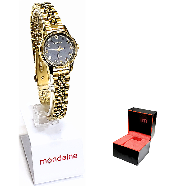 Relógio Mondaine Feminino Analógico Mini Dourado 32425LPMVDE1