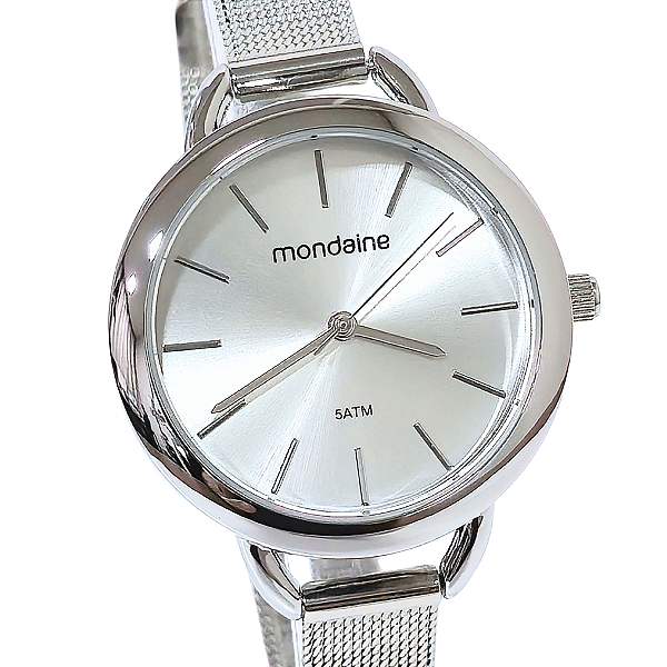 Relógio Mondaine Feminino Analógico Prateado Mesh de Aço 53612L0MVNE2