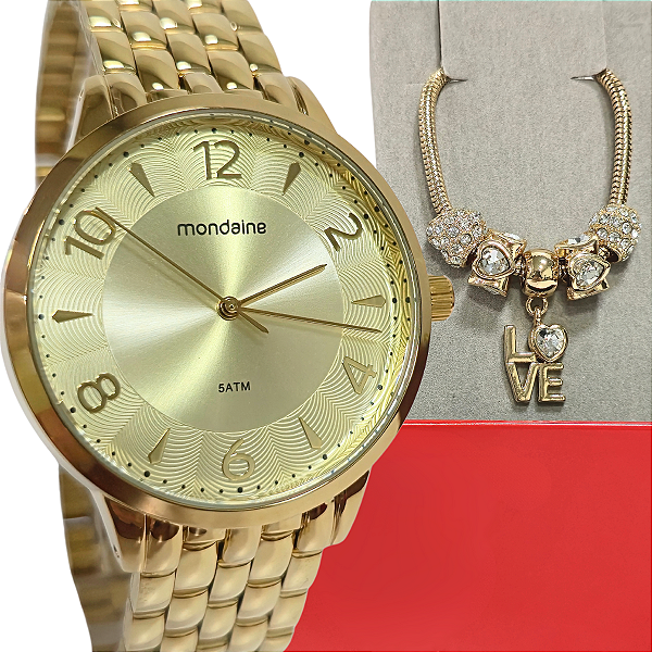 Relógio Mondaine Analógico Feminino Kit 32992LPMVDE1K1